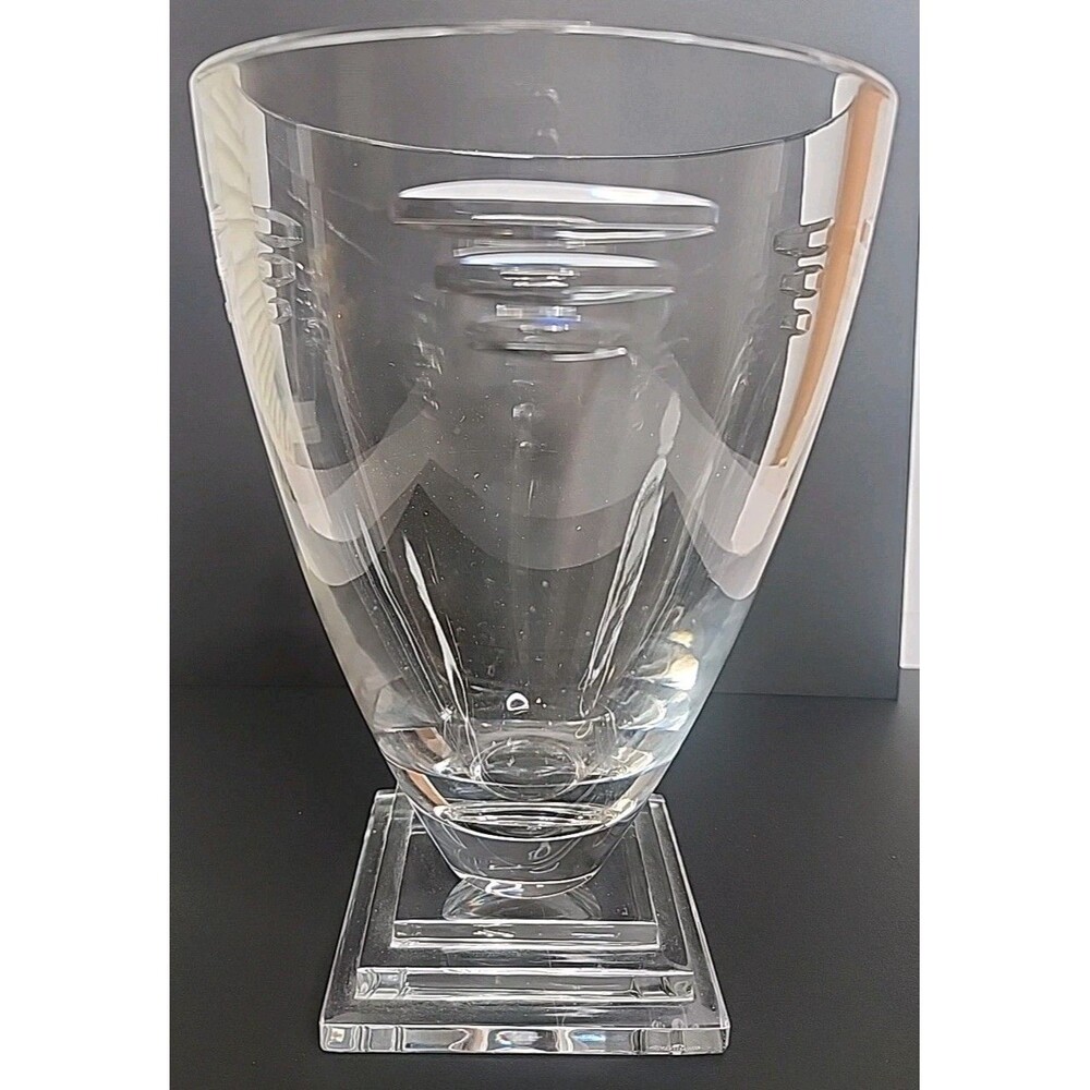 Waterford Crystal METROPOLITAN Vase 8” Art Deco Square Foot Ireland EUC